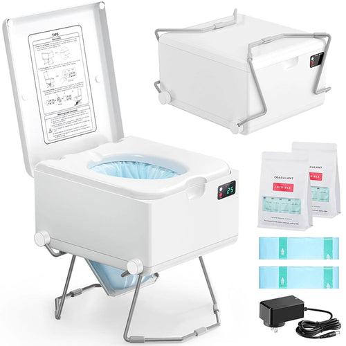 Portable Dry Flush Toilet – Second-Generation Upgraded Version,Waterless, Odorless, Long Battery Life for Outdoor Use